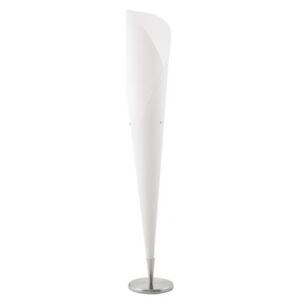 Tall Flute Style White Lamp Shade with Steel Base
