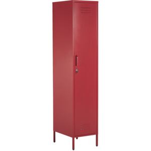 Metal Storage Cabinet Red Metal Locker with 5 Shelves and Rail Modern Home Office Beliani