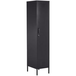 Storage Cabinet Black Metal Locker with 5 Shelves and Rail Modern Home Office Beliani
