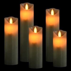 5 Piece Electric LED Candle Set with Remote Control Warm White