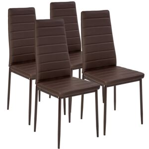 Tectake 401844 4 dining chairs synthetic leather - brown