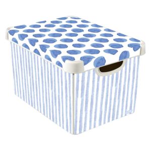 Curver Stockholm Coastal Deco Storage Box - Blue & White - 22L
