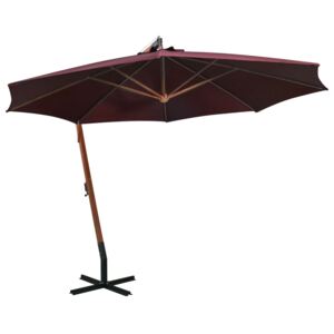 VidaXL Hanging Parasol with Pole Bordeaux Red 3.5x2.9 m Solid Fir Wood
