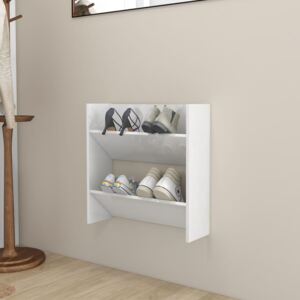 VidaXL Wall Shoe Cabinet High Gloss White 60x18x60 cm Chipboard