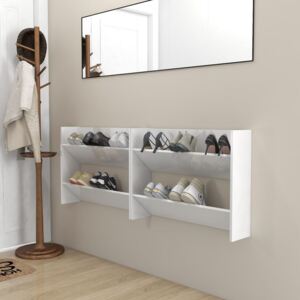 VidaXL Wall Shoe Cabinets 2 pcs High Gloss White 80x18x60 cm Chipboard