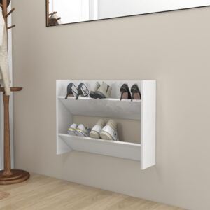 VidaXL Wall Shoe Cabinet High Gloss White 80x18x60 cm Chipboard