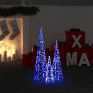 VidaXL Acrylic Decorative LED Light Cone Set Blue 30/45/60cm