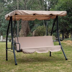 Outsunny 2-in-1 Patio Swing Chair 3 Seater Hammock Cushion Bed Lounger Tilt Canopy Garden