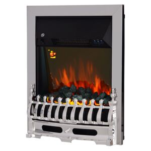 HOMCOM LED Flame Electric Fire Place-Silver