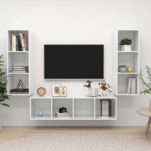 VidaXL 3 Piece TV Cabinet Set High Gloss White Chipboard