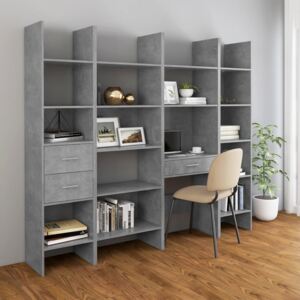 VidaXL 4 Piece Book Cabinet Set Concrete Grey Chipboard