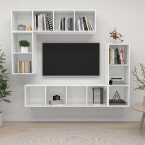 VidaXL 4 Piece TV Cabinet Set High Gloss White Chipboard