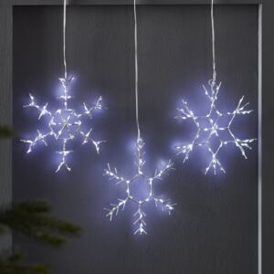 Set of 3 White LED Snowflake Decorations