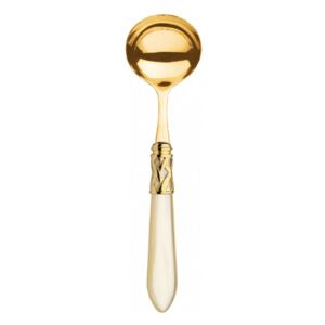 ALADDIN GOLD-PLATED 24KT SAUCE AND GRAVY LADLE - Ivory