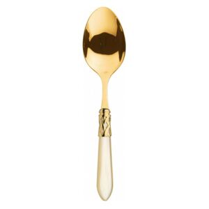 ALADDIN GOLD-PLATED 24KT VEGETABLE & MEAT SERVING SPOON - Ivory