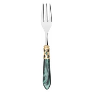 ALADDIN GOLD-PLATED RING 6 CAKE FORKS - Green