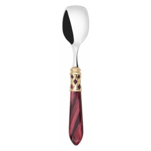 ALADDIN GOLD-PLATED RING 6 ICE CREAM SPOONS - Burgundy Red
