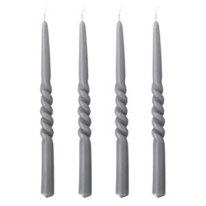 Twist Long candle - / Set of 4 by Bloomingville Grey