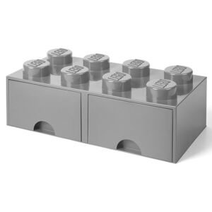 Lego Brick Storage Box 8 with 2 Drawers - Stone Grey