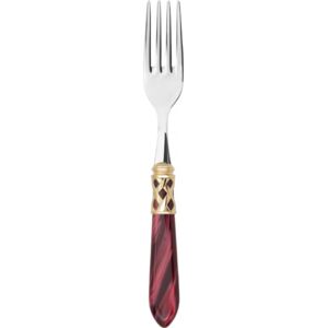 ALADDIN GOLD-PLATED RING 6 TABLE FORKS - Burgundy Red