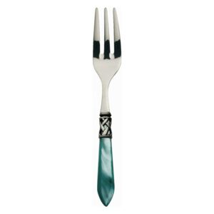 ALADDIN OLD SILVER-PLATED RING 6 CAKE FORKS - Aqua Green