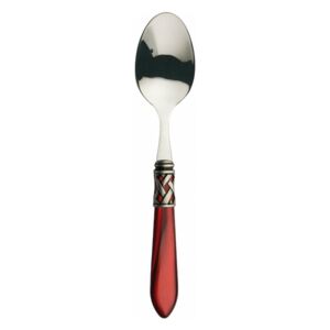 ALADDIN OLD SILVER-PLATED RING 6 COFFEE & TEA SPOONS - Burgundy Red