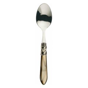 ALADDIN OLD SILVER-PLATED RING 6 COFFEE & TEA SPOONS - Onyx