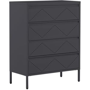 4 Drawer Chest Black Metal Steel Storage Cabinet Industrial Style for Office Living Room Beliani