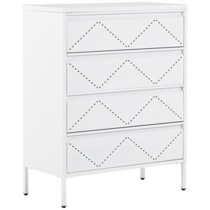 4 Drawer Chest White Metal Steel Storage Cabinet Industrial Style for Office Living Room Beliani