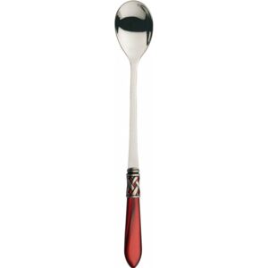 ALADDIN OLD SILVER-PLATED RING 6 LONG DRINK SPOONS - Burgundy Red