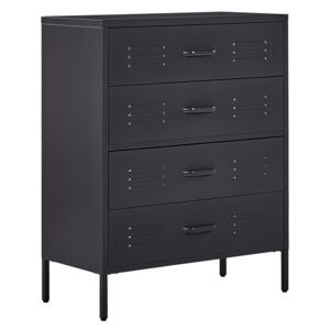 4 Drawer Chest Black Metal Steel Storage Cabinet Industrial Style for Home Office Living Room Beliani
