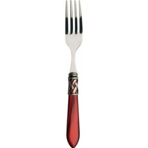 ALADDIN OLD SILVER-PLATED RING 6 TABLE FORKS - Burgundy Red
