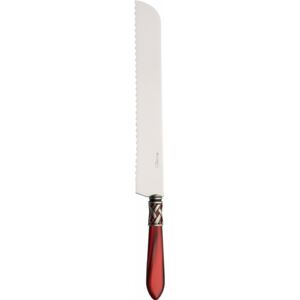 ALADDIN OLD SILVER-PLATED RING BREAD KNIFE - Burgundy Red