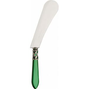 ALADDIN OLD SILVER-PLATED RING CHEESE SREADER & KNIFE - Green
