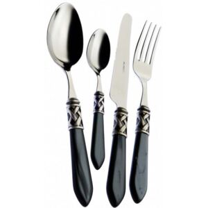 ALADDIN OLD SILVER-PLATED RING CUTLERY SET 24 - Black