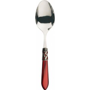 ALADDIN OLD SILVER-PLATED RING SALAD SERVING SPOON - Burgundy Red