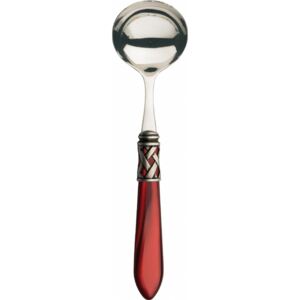 ALADDIN OLD SILVER-PLATED RING SAUCE AND GRAVY LADLE - Burgundy Red