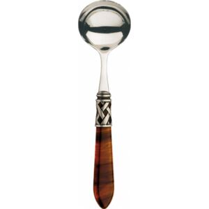ALADDIN OLD SILVER-PLATED RING SAUCE AND GRAVY LADLE - Tortoiseshell