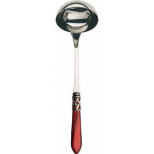 ALADDIN OLD SILVER-PLATED RING SOUP LADLE - Burgundy Red