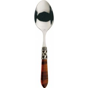 ALADDIN OLD SILVER-PLATED RING VEGETABLE & MEAT SERVING SPOON - Tortoiseshell