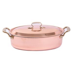 COPPER OVAL CASSEROLE WITH LID - 30x23CM