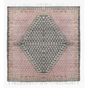 Large Poppy Field Rug - pink and grey
