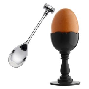 DRESSED EGG CUP WITH SPOON - Black