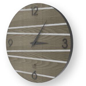 LINES ONE INLAYED WOOD CLOCK - Cold / 50 CM