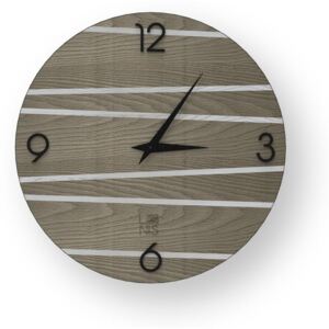 LINES ONE INLAYED WOOD CLOCK - Cold / 40 CM