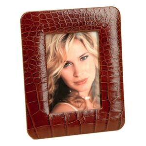 LEATHER PHOTO FRAME - Brown Crocco