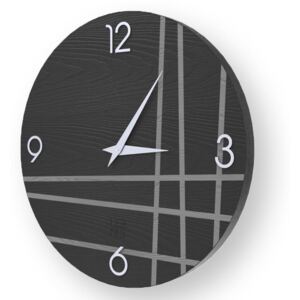 LINES TWO INLAYED WOOD CLOCK - Cold / 50 CM