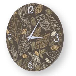 NATURE LEAVES INLAYED WOOD CLOCK - 50 CM / Warm