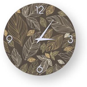 NATURE LEAVES INLAYED WOOD CLOCK - 40 CM / Warm