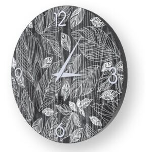 NATURE LEAVES INLAYED WOOD CLOCK - 50 CM / Cold